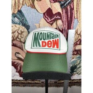 Mountain Dew Snap Back Hat Dark Cargo Green White H3 Headwear Trucker